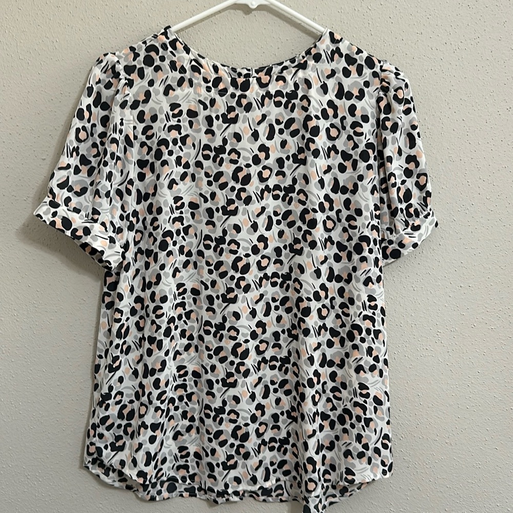LOFT Leopard Print Button Back Blouse